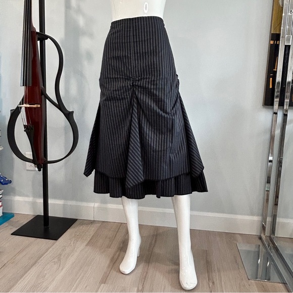 Dark Fairy Princess Pinstriped Steampunk Layered Midi Skirt - Picture 3 of 16
